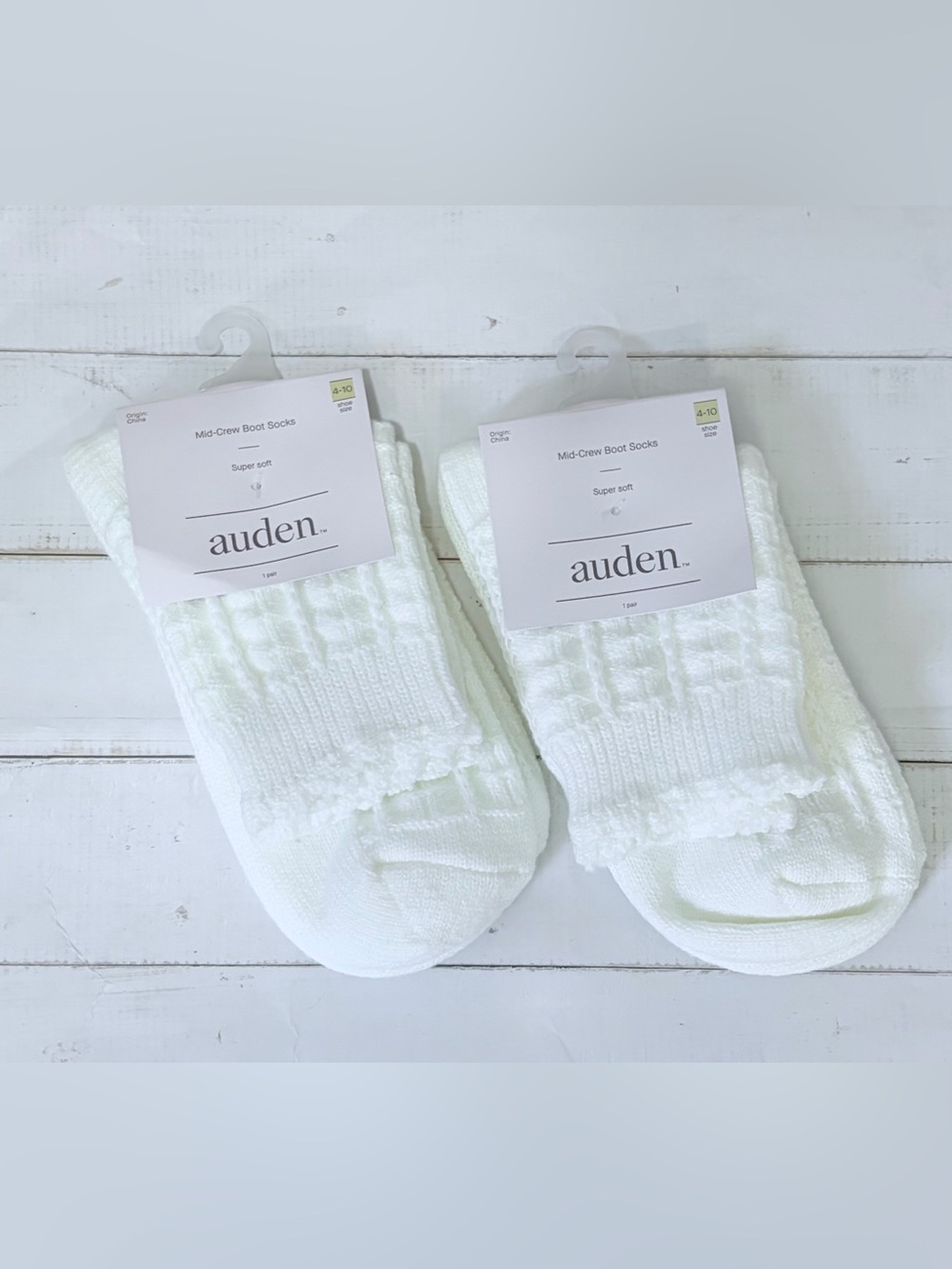 Auden Cream  Mid Crew Boot Socks Pack of 2 NWT